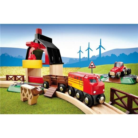 World Farm Railway Set - 20-Piece FSC-Certified Wood Train Set - Picture 6 of 7